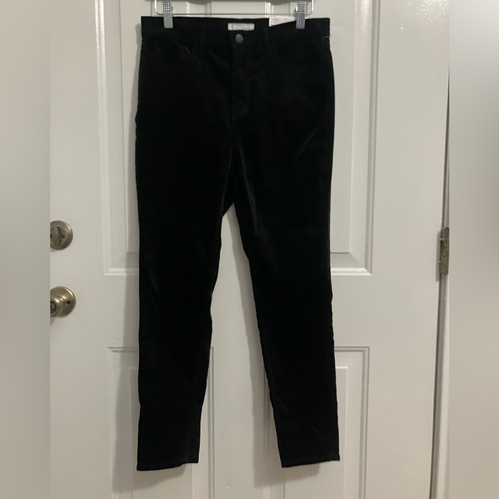 Loft- black velvet, skinny high- rise pants